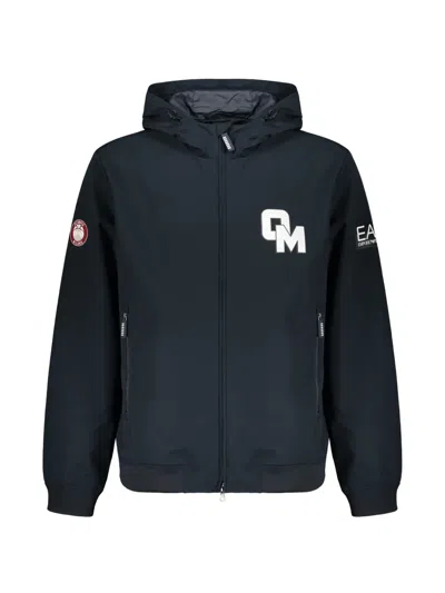 Ea7 Logo-patch Hooded Jacket In Animal Print