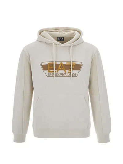 Ea7 Logo-patch Hoodie In Neutral