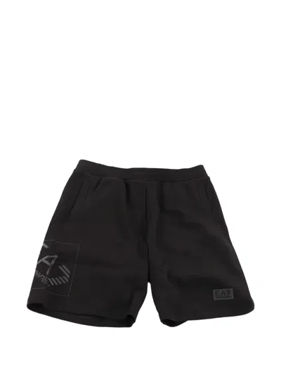 Ea7 Kids' Logo-patch Jersey Shorts In Black