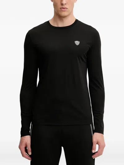 Ea7 Logo-patch Long-sleeve T-shirt In Black
