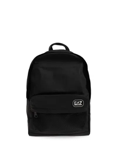 Ea7 Logo-patch Mesh-pocket Backpack In Purple
