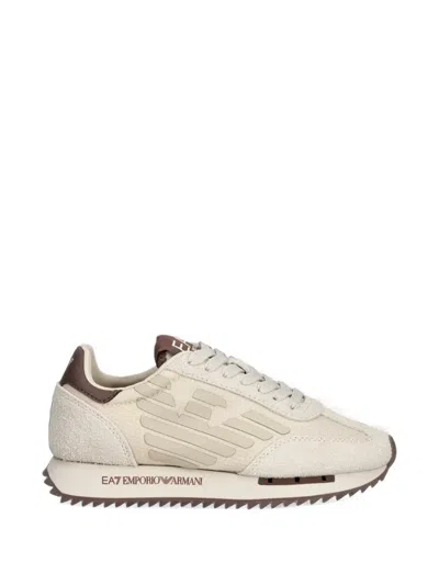 Ea7 Logo-patch Panelled Sneakers In Neutral