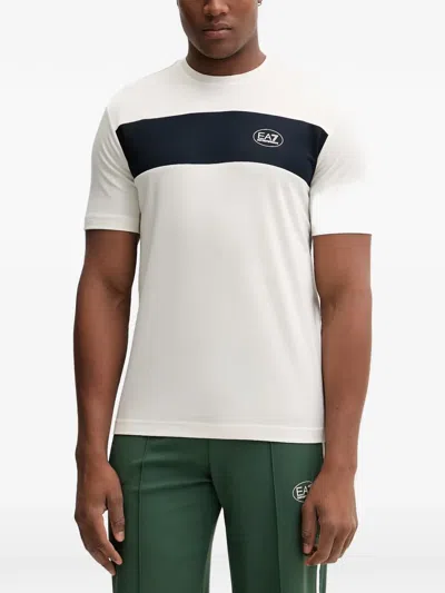 Ea7 Logo-patch Panelled T-shirt In Multi
