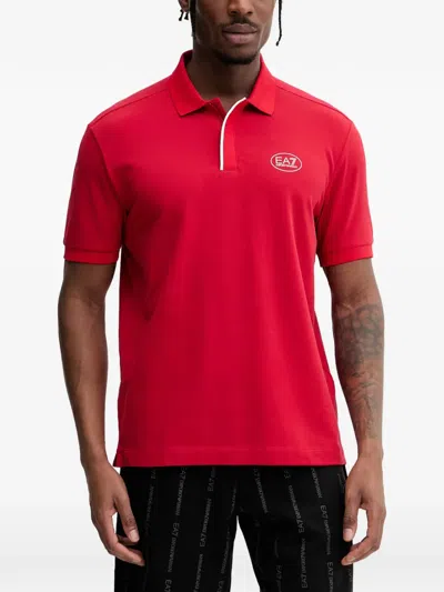 Ea7 Logo-patch Polo Shirt In Red