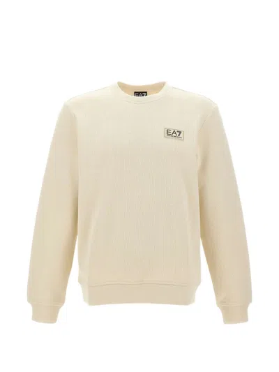 Ea7 Logo-patch Ribbed-finish Sweater In White