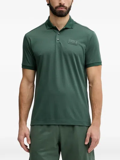 Ea7 Logo-patch Short-sleeve Polo Shirt In Green