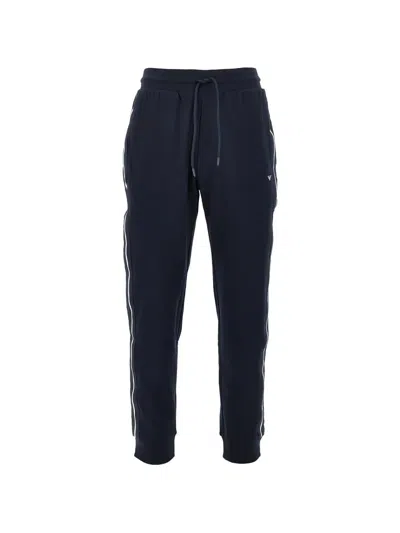 Ea7 Logo-patch Side-stripe Track Pants In Blue