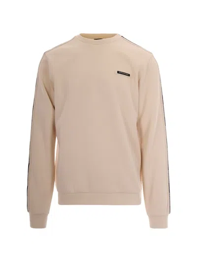 Ea7 Logo-patch Sleeve-tape Sweater In Neutral