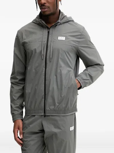 Ea7 Logo-patch Track Pants In Gray