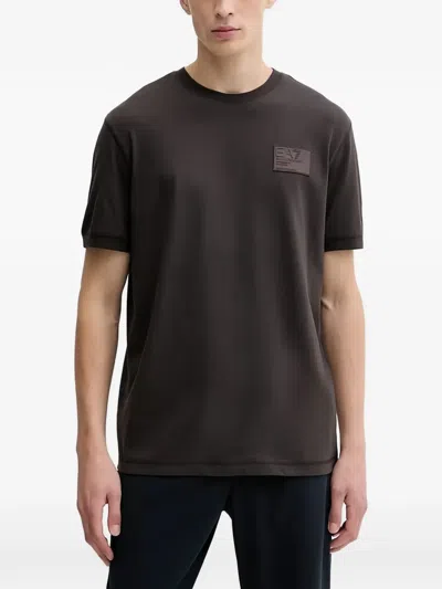 Ea7 Logo-patch T-shirt In Brown