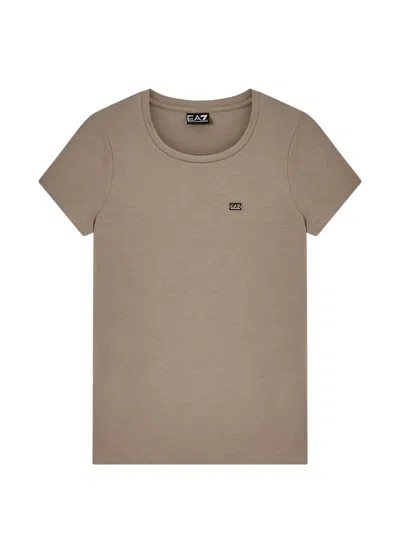 Ea7 Logo-patch T-shirt In Neutral