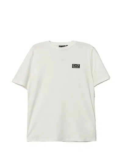 Ea7 Kids' Logo-patch T-shirt In White