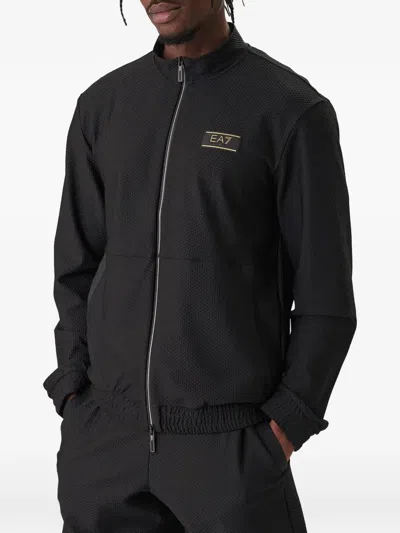 Ea7 Logo-patch Zip Sweatshirt In Black