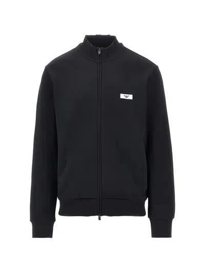 Ea7 Logo-patch Zip-up Jacket In Black