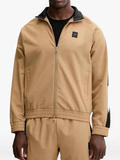 Ea7 Logo-patch Zip-up Jacket In Nude