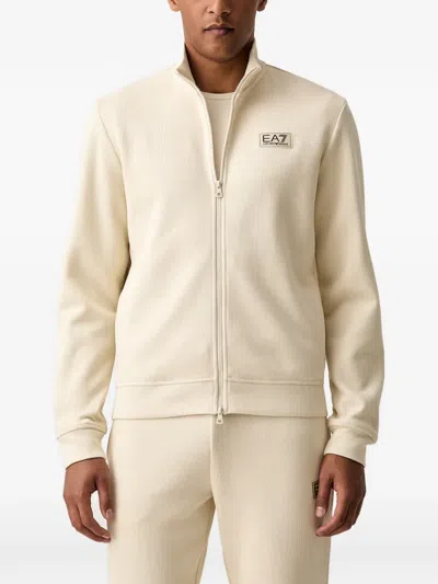 Ea7 Logo-patch Zip-up Sweater In Neutral