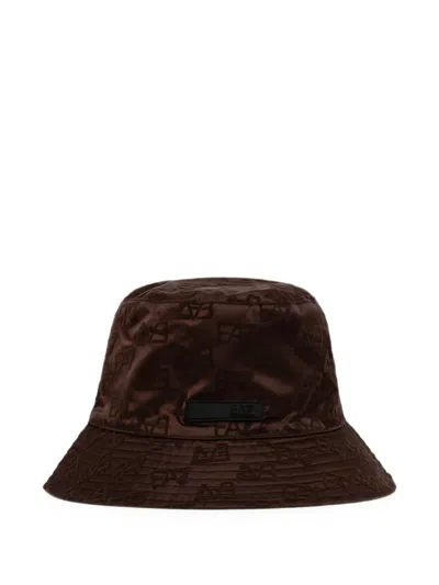 Ea7 Logo-pattern Bucket Hat In Brown