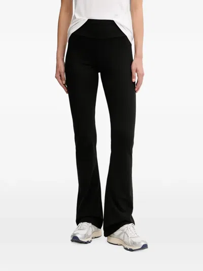 Ea7 Logo-plaque Flared Trousers In Black
