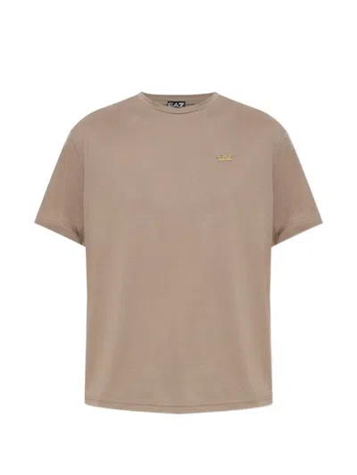 Ea7 Logo-plaque Short-sleeve T-shirt In Brown