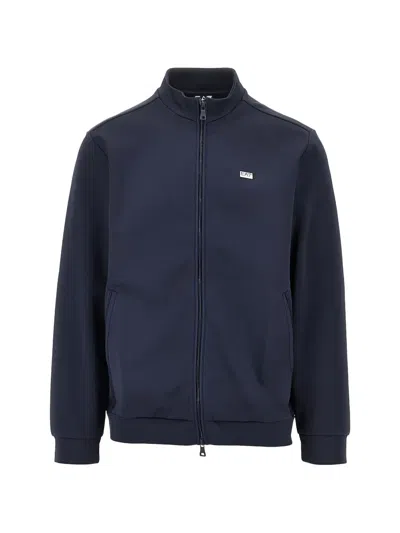 Ea7 Emporio Armani Logo Zipped Sweatshirt In Blue