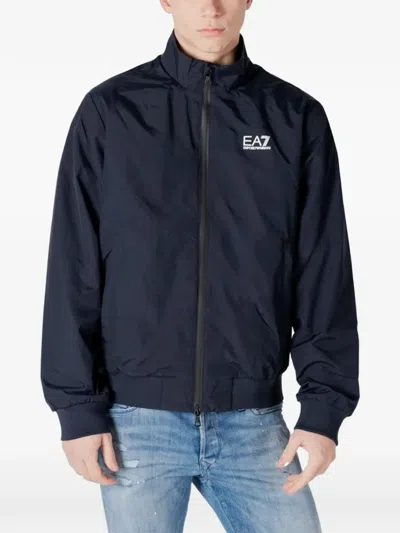 Ea7 Logo-print Bomber Jacket In Blue