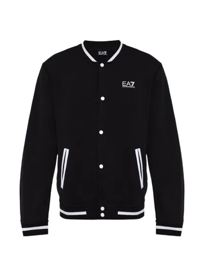 Ea7 Logo-print Bomber Sweatshirt In Black