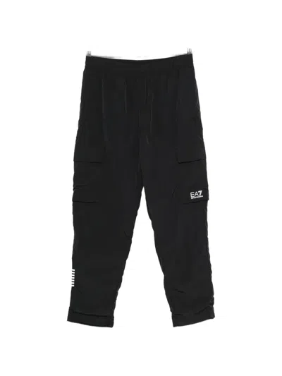Ea7 Logo-print Cargo Pants In Black