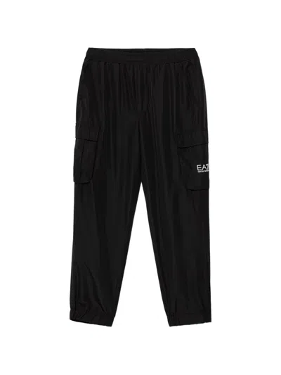 Ea7 Kids' Logo-print Cargo Pants In Black