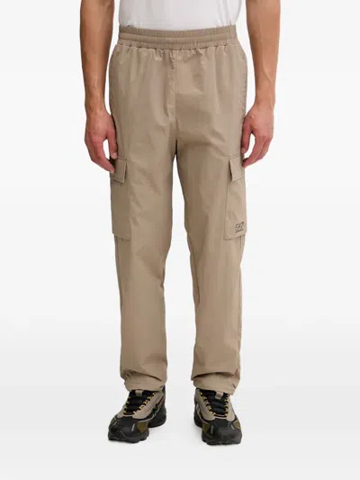Ea7 Logo-print Cargo Pants In Neutral
