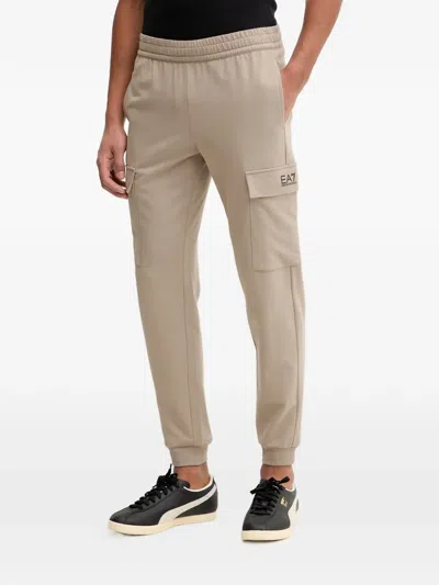Ea7 Logo-print Cargo Pants In Neutral