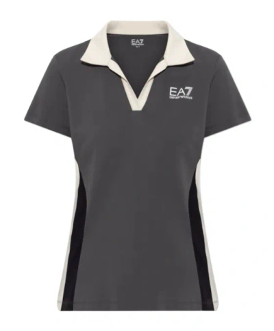 Ea7 Logo-print Colourblock T-shirt In Gray