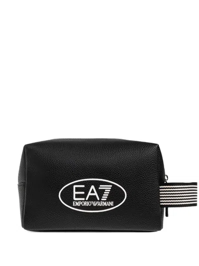 Ea7 Logo-print Cosmetic Bag In Black