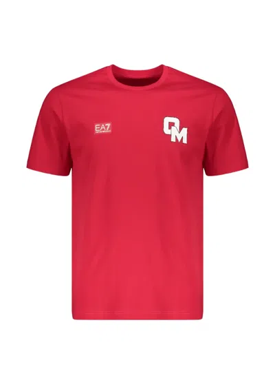 Ea7 Logo-print Cotton T-shirt In Red