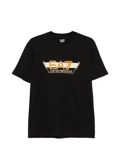 Ea7 Logo-print Cotton T-shirt In Black