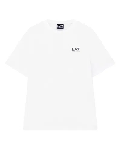 Ea7 Logo-print Cotton T-shirt In White