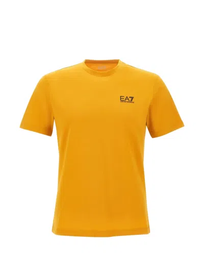 Ea7 Logo-print Cotton T-shirt In Orange