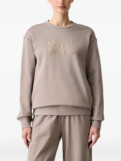 Ea7 Logo-print Crewneck Sweatshirt In Neutral