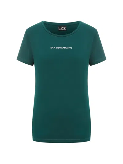 Ea7 Logo-print Crew-neck T-shirt In Green