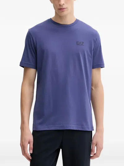 Ea7 Logo-print Crew-neck T-shirt In Blue