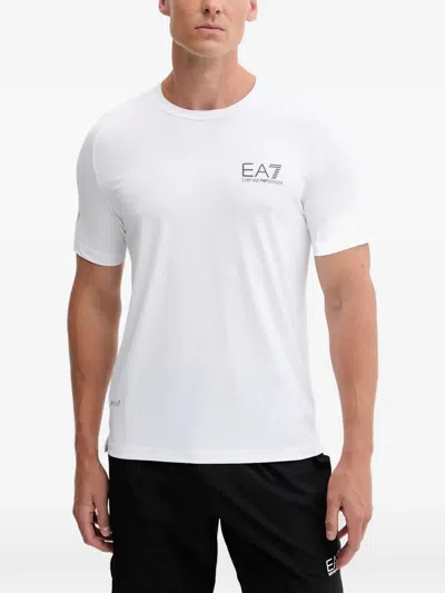 Ea7 Logo-print Crew-neck T-shirt In White