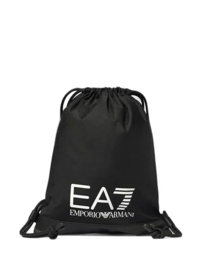 Ea7 Logo-print Drawstring Backpack In Black