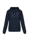 Ea7 Logo-print Drawstring Hoodie In Blue