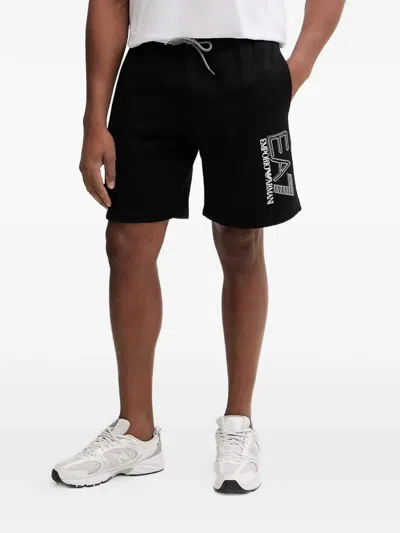 Ea7 Logo-print Drawstring Shorts In Black