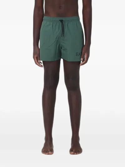Ea7 Logo-print Drawstring Swim Shorts In Green