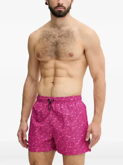 Ea7 Logo-print Drawstring Swim Shorts In Pink