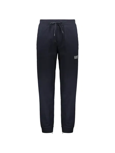 Ea7 Logo-print Drawstring Track Pants In Blue