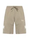 Ea7 Logo-print Drawstring Track Shorts In Brown