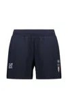 Ea7 Logo-print Elasticated Shorts In Blue