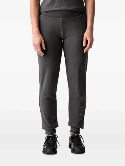 Ea7 Logo-print Elasticated-waist Track Pants In Black