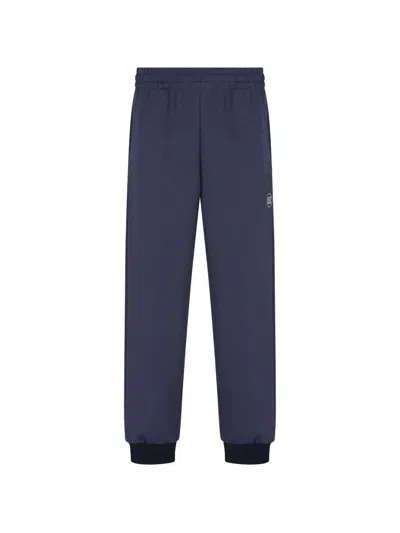 Ea7 Logo-print Elasticated-waist Track Pants In Blue